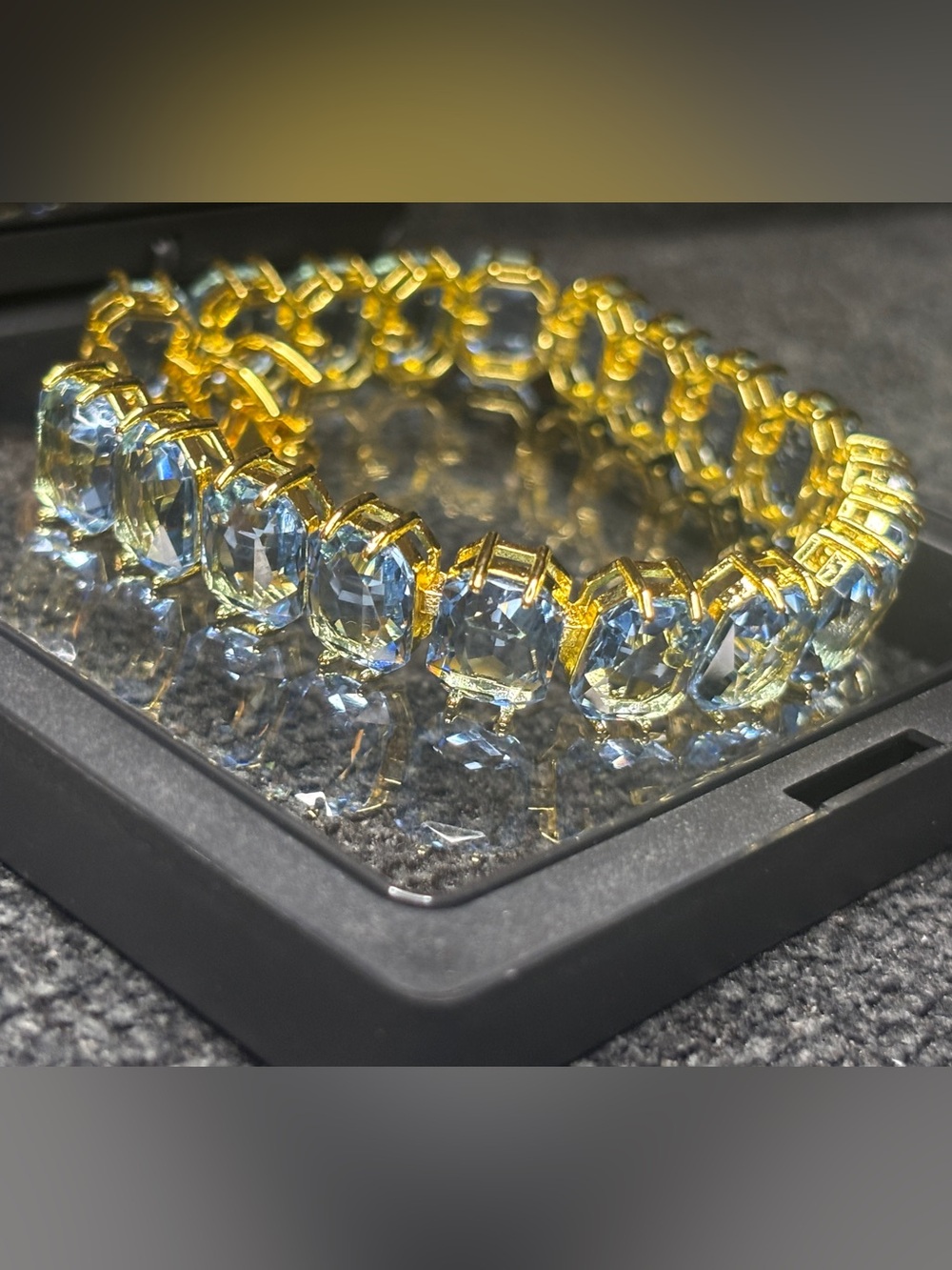 Gold Crystal Tennis Bracelet - Clear Stones